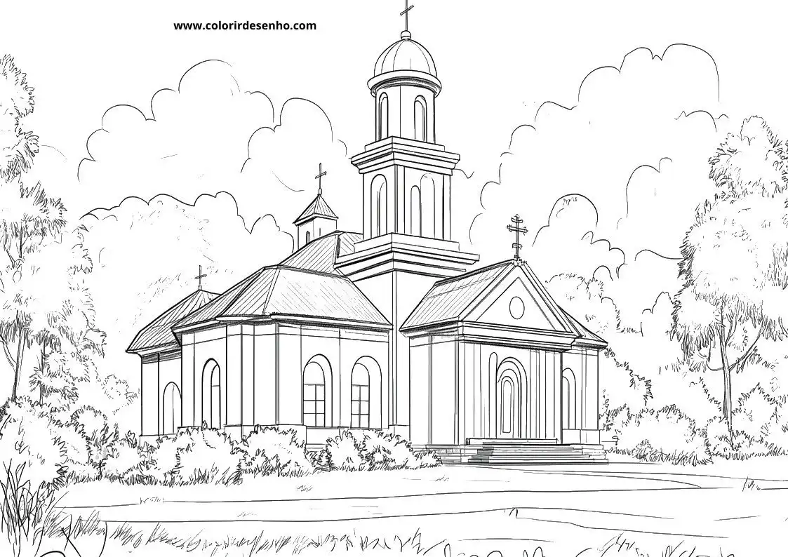 Simple Church Coloring Pages 4