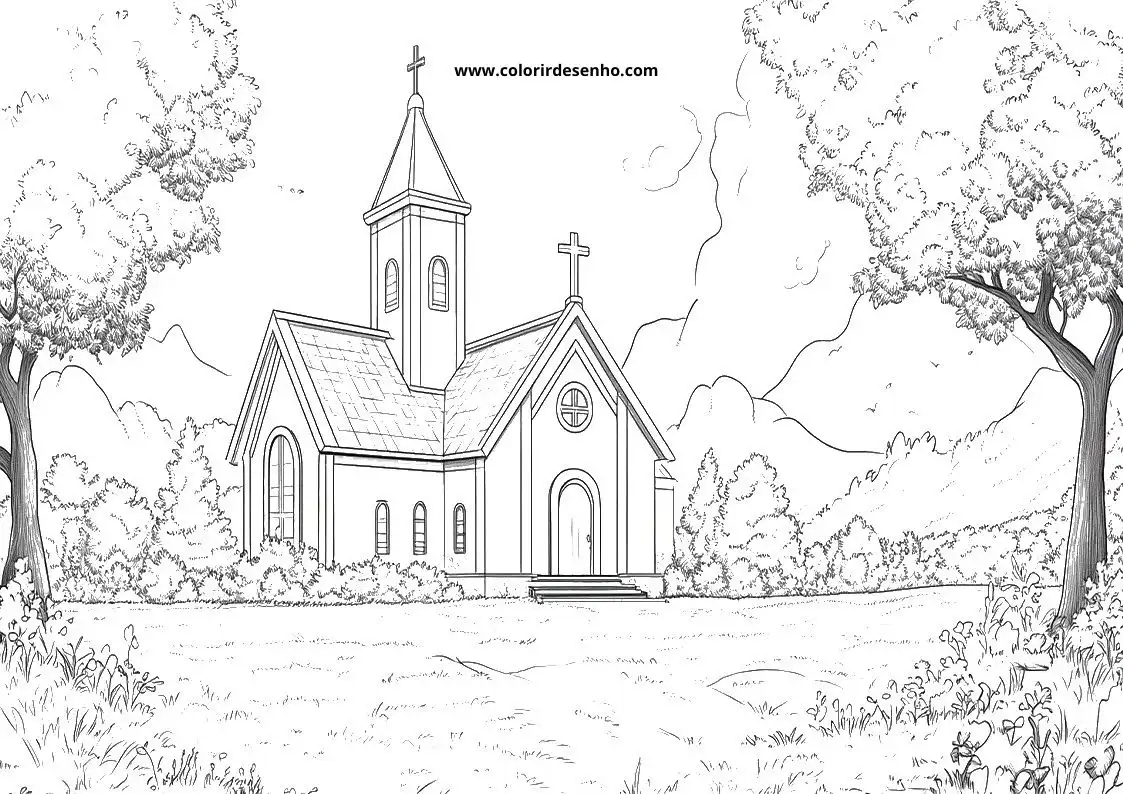 Simple Church Coloring Pages 5