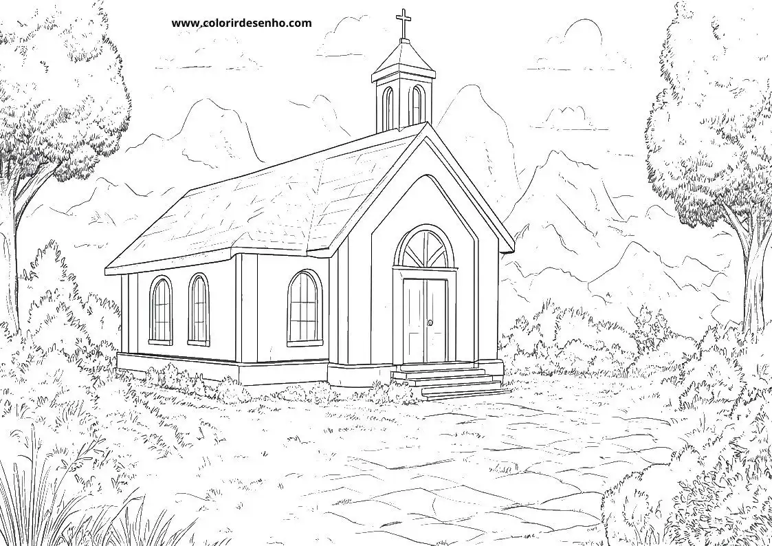 Simple Church Coloring Pages 6