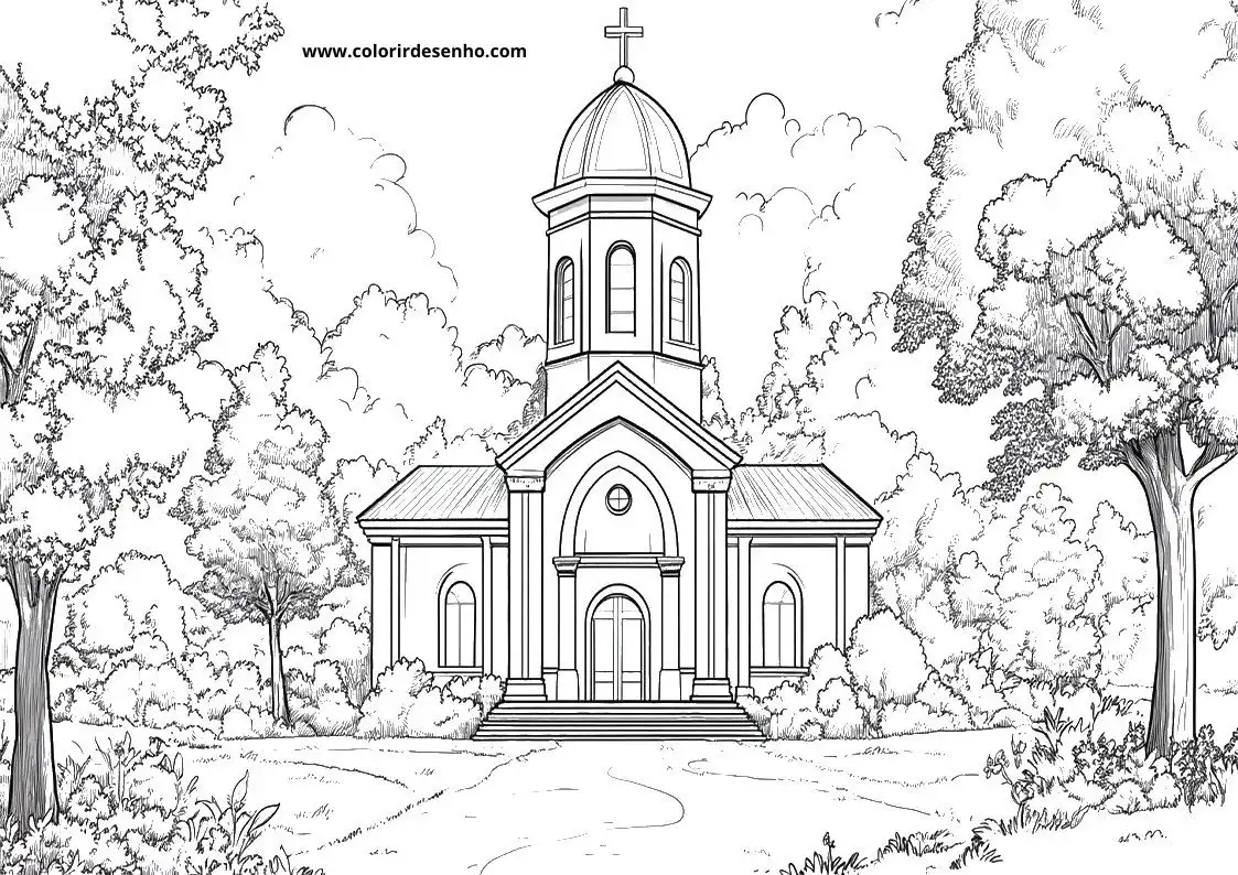 Simple Church Coloring Pages 7