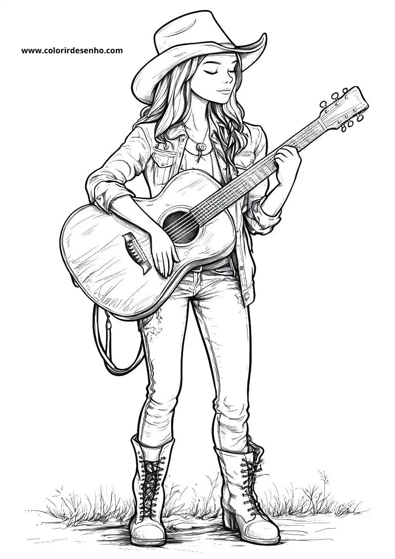 Simple Country Music Coloring Pages 8