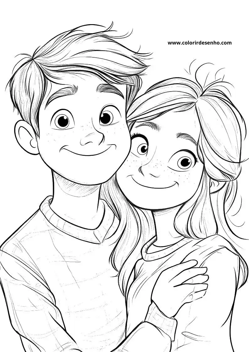 Simple Couples Coloring Pages 1