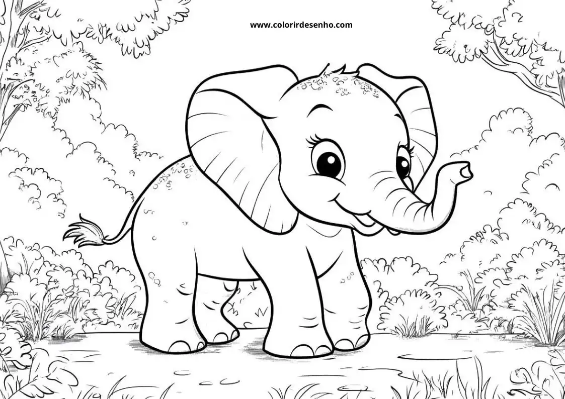 Simple Elephant Coloring Pages 1