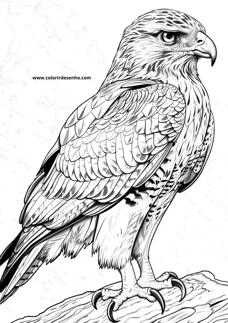 Simple Hawk Coloring Pages 5