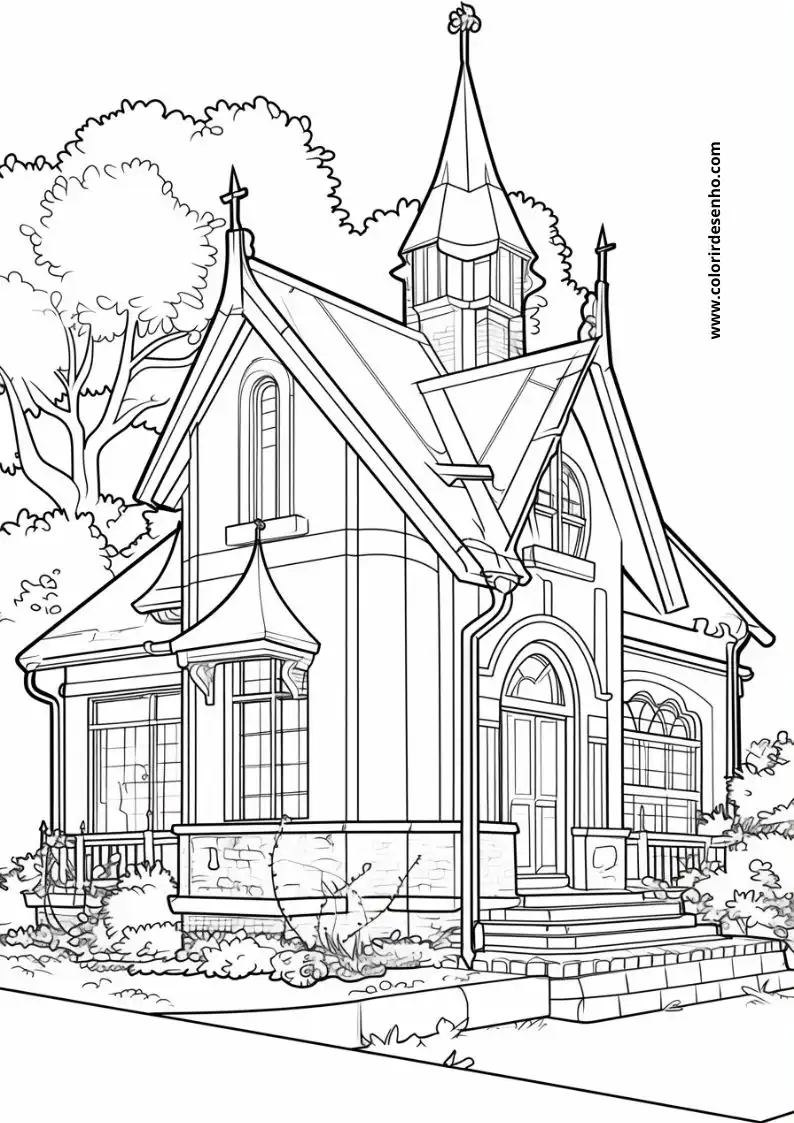 house is a quaint cottage with a pointed roof and a chimney it has