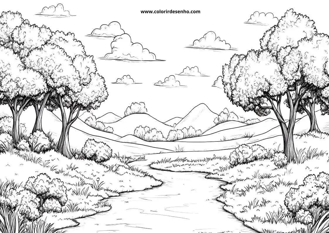 Simple Landscape Coloring Pages 7