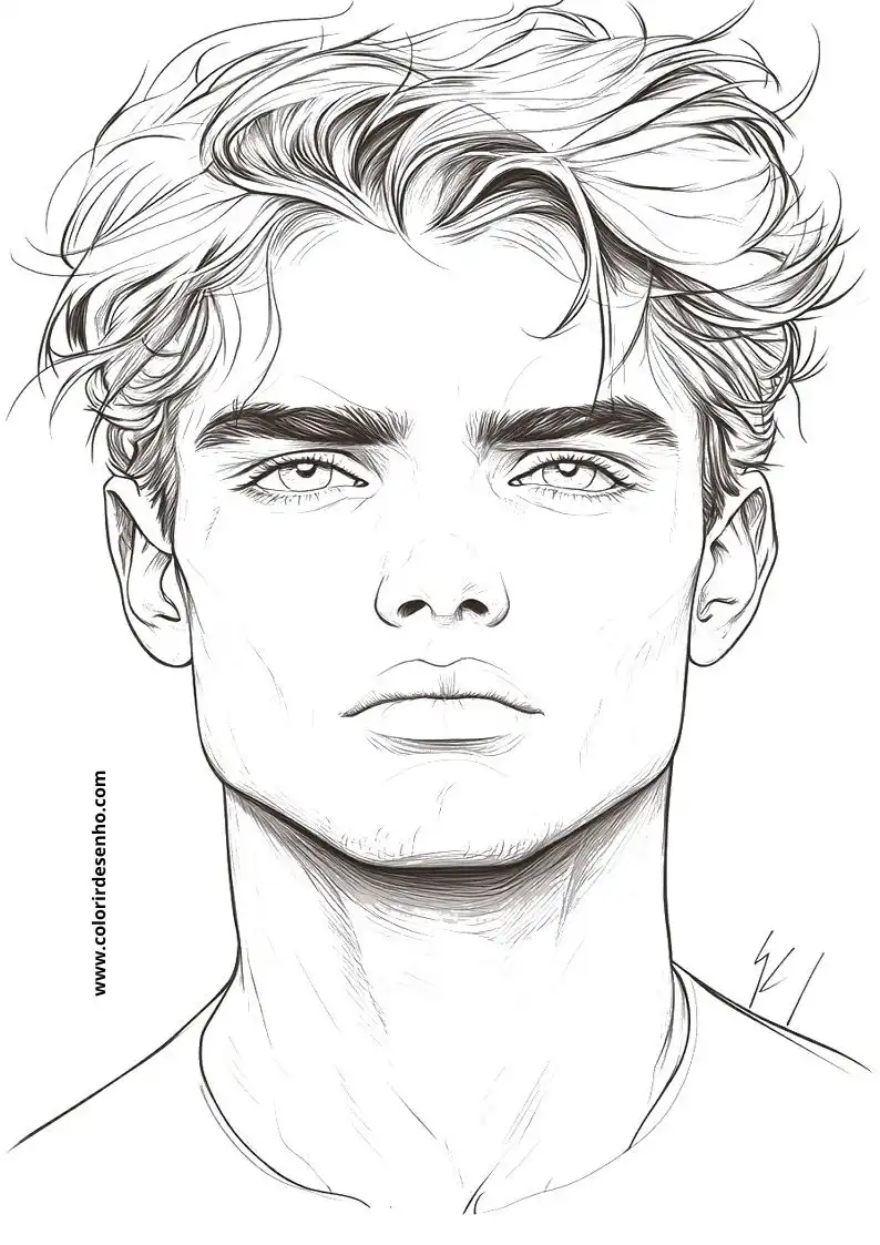 Simple Man’s Face Coloring Pages 2