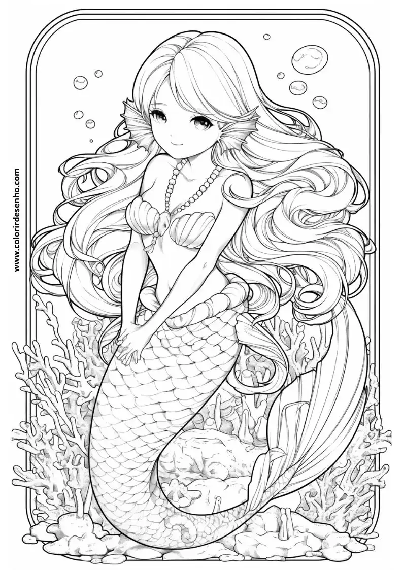 Simple Mermaid Coloring Pages 1