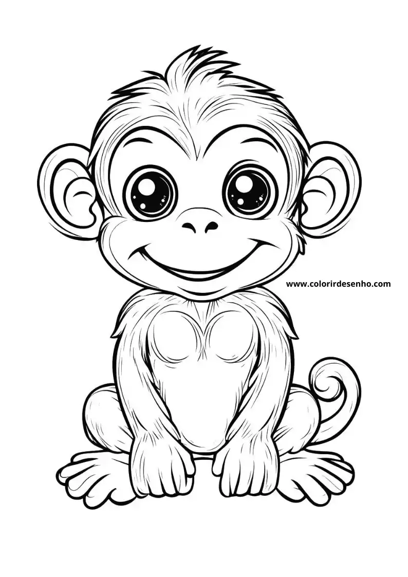 Simple Monkey Coloring Pages 3