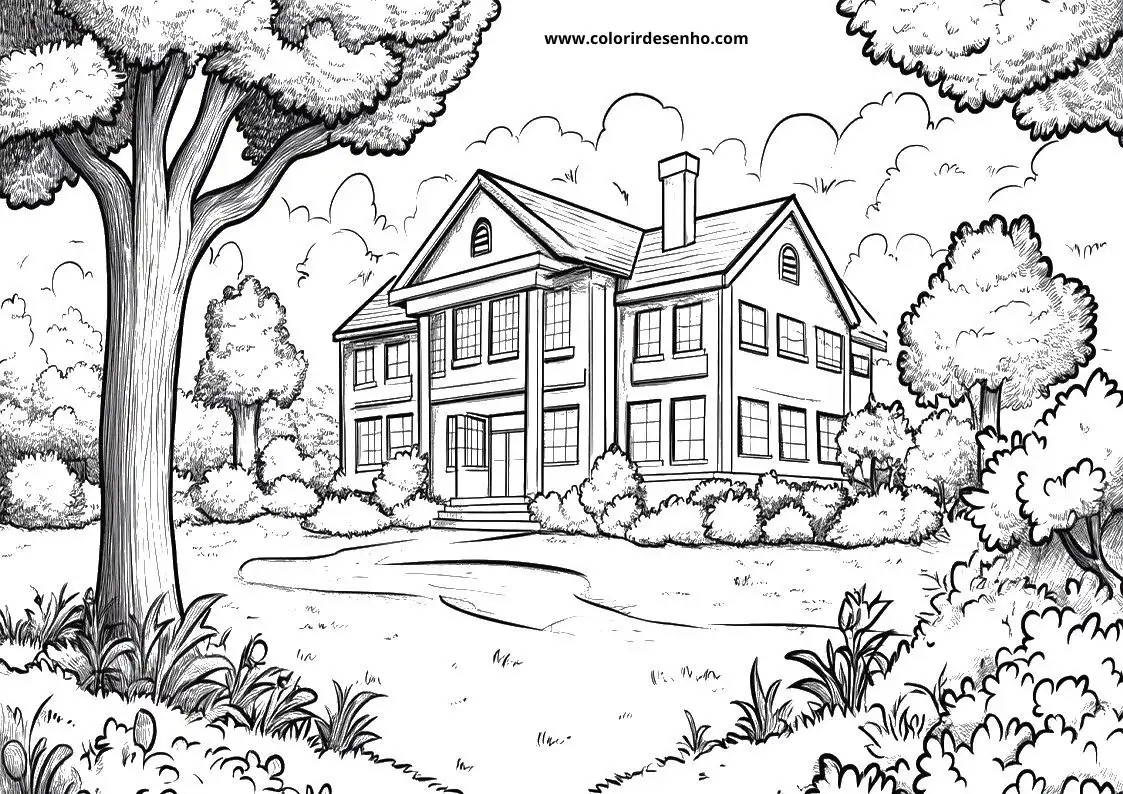 Simple School Coloring Pages 6