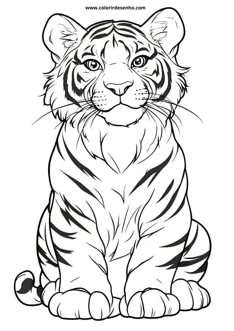 Simple Tiger Coloring Pages 8