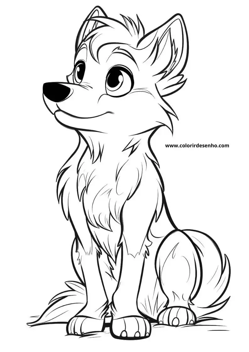 Simple Wolf Coloring Pages 1