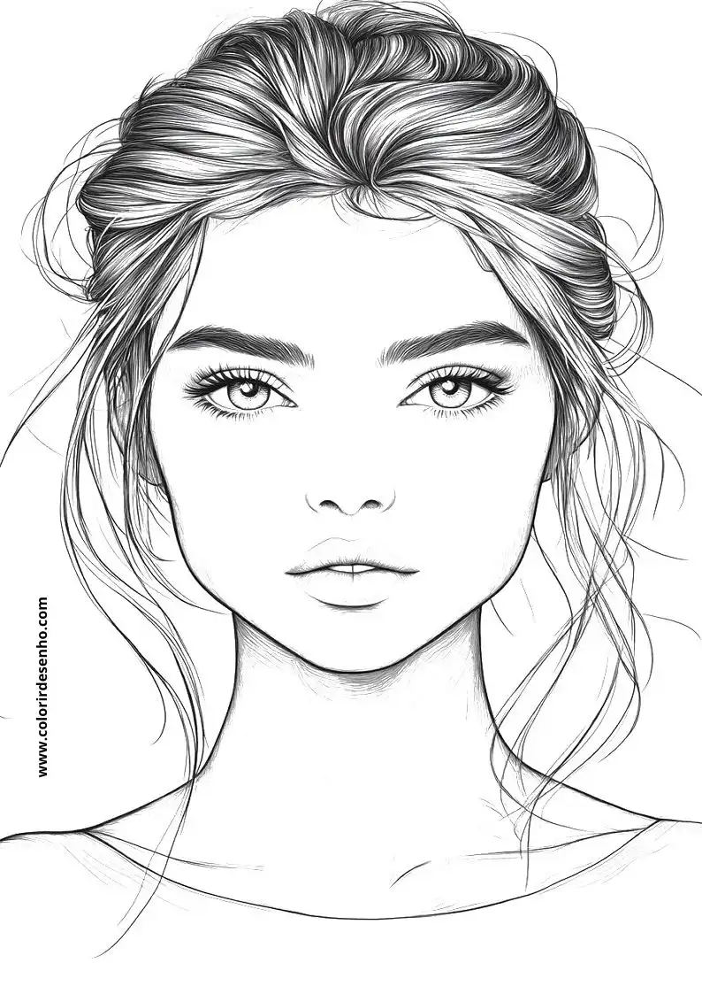 Simple Woman's Face Coloring Pages 7