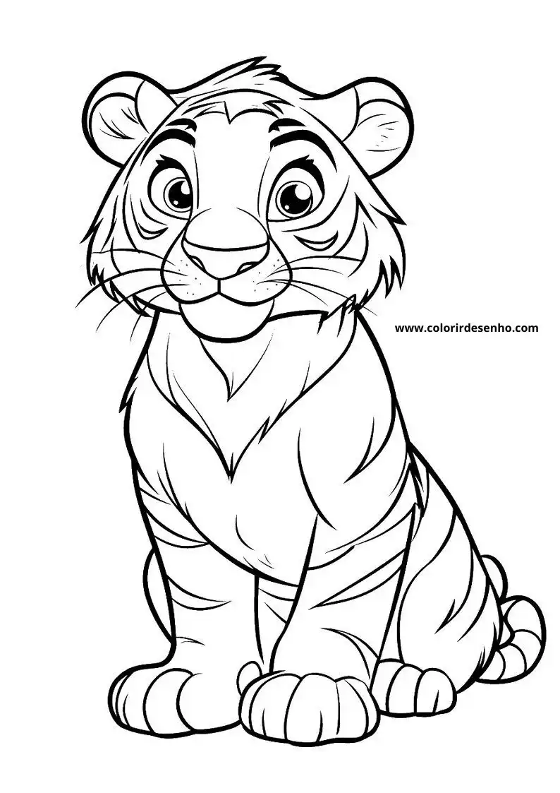 Tiger Coloring Page Outline 2