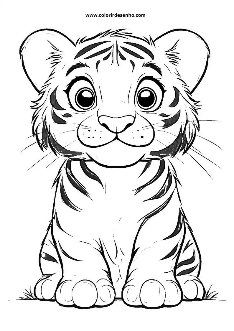 Tiger Drawing For Kids To Color 1