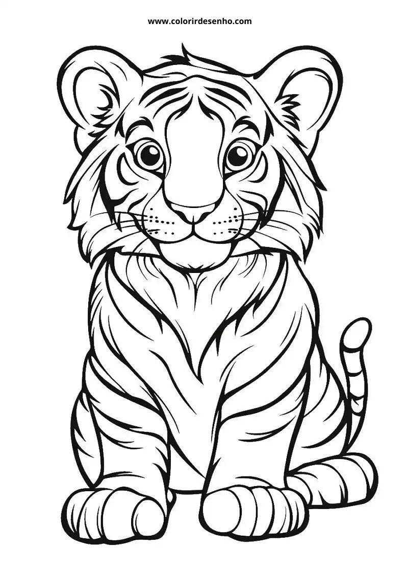 Tiger Drawing For Kids To Color 7