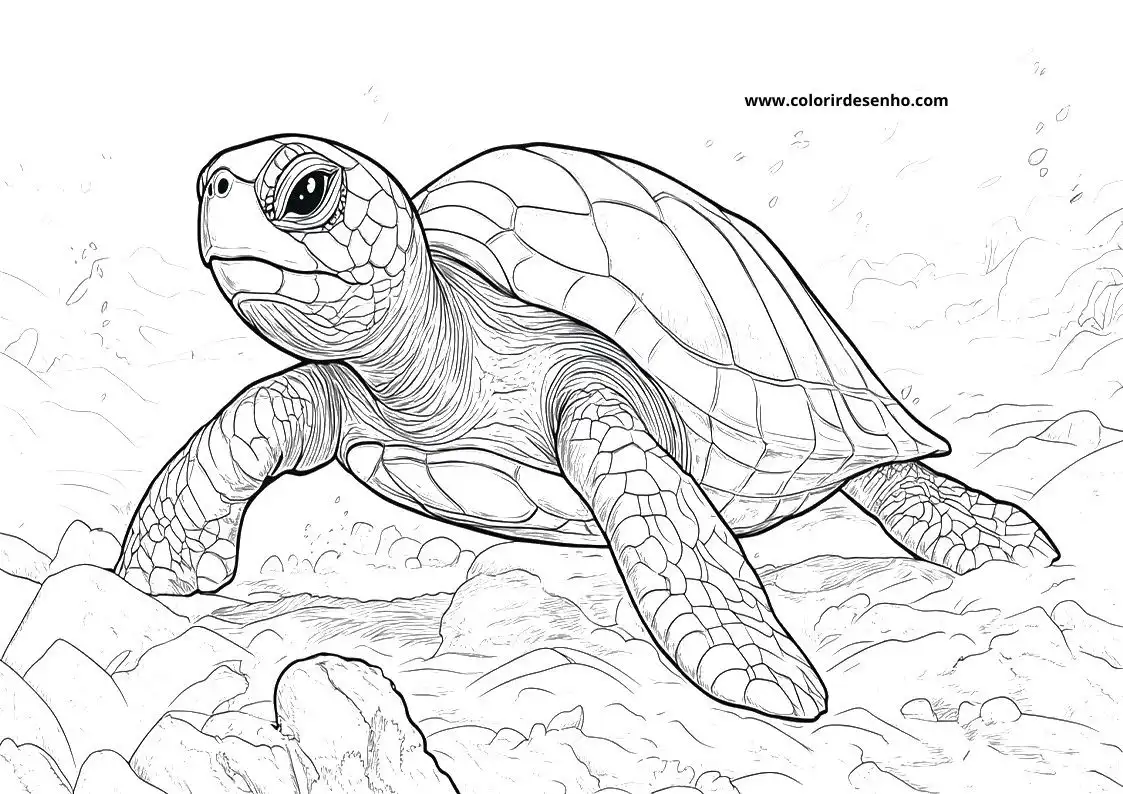 Turtle Coloring Page Outline 1