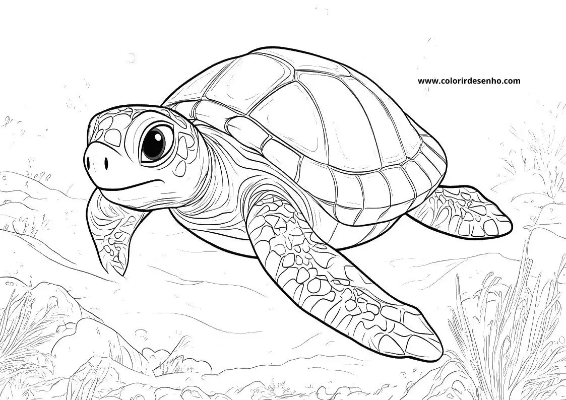 Turtle Drawing For Kids To Color 1