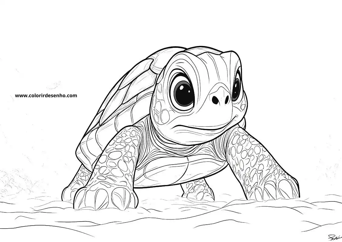 Turtle Drawing For Kids To Color 2