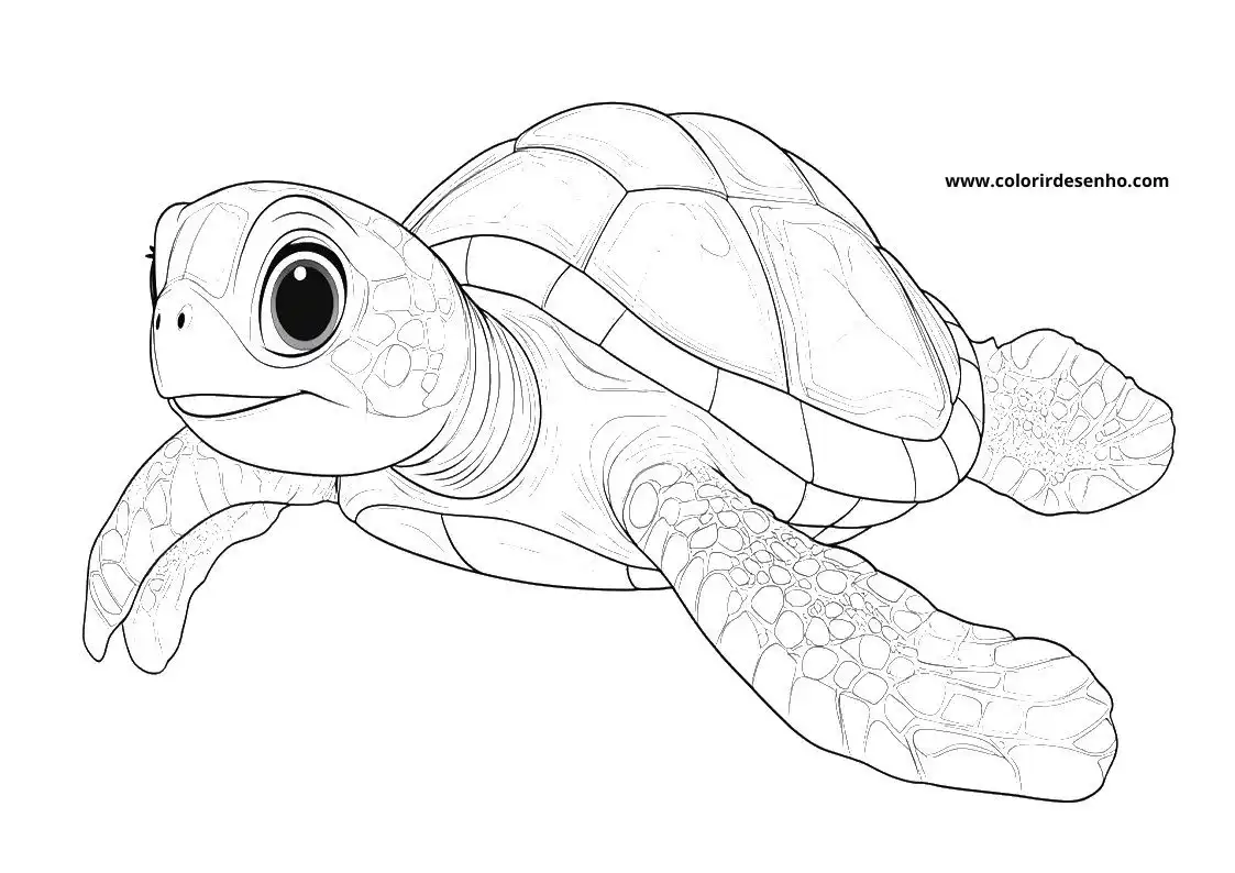 Turtle Drawing For Kids To Color 3