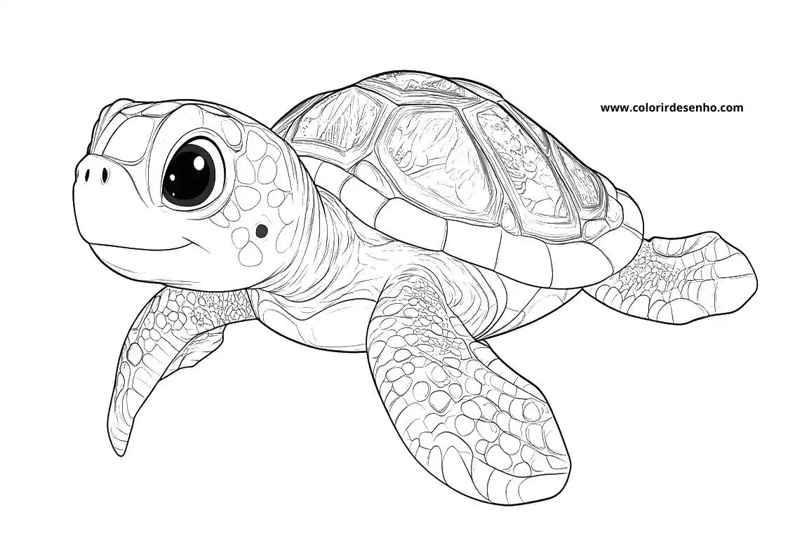 Turtle Drawing For Kids To Color 6