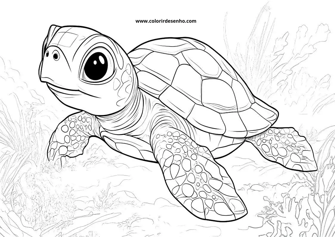 Turtle Drawing For Kids To Color 8