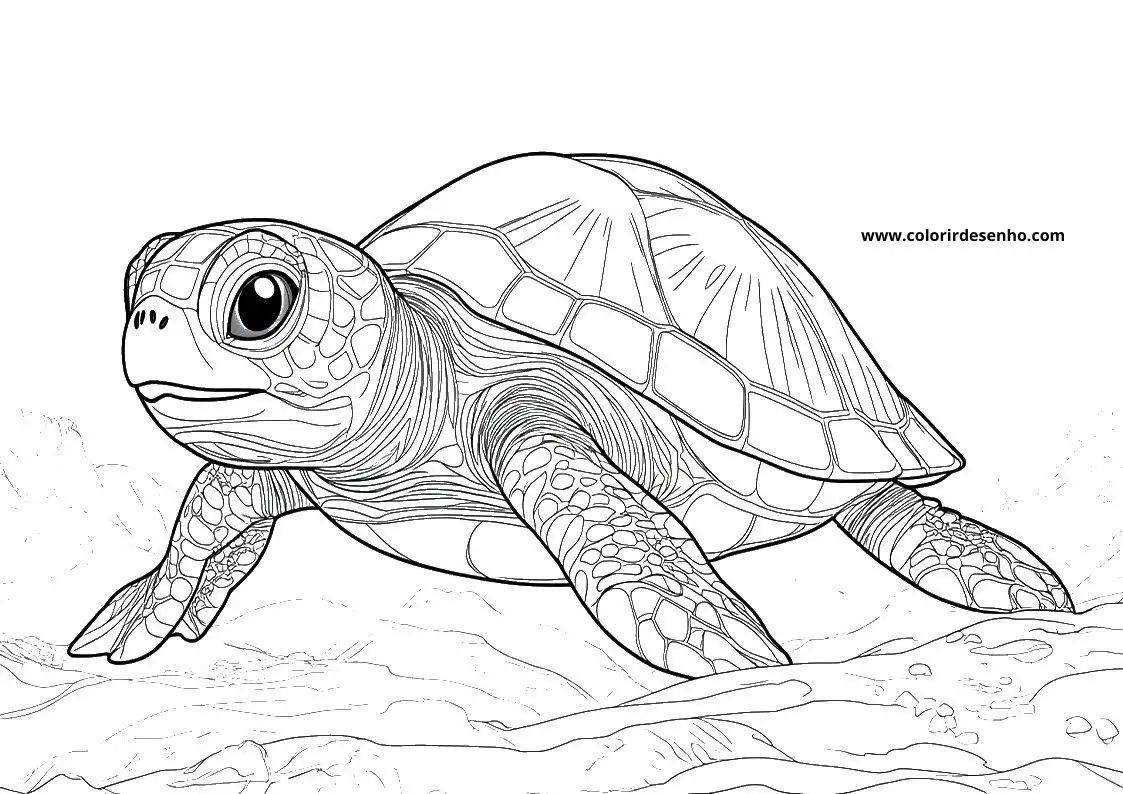 Turtle Drawing For Kids To Color 9