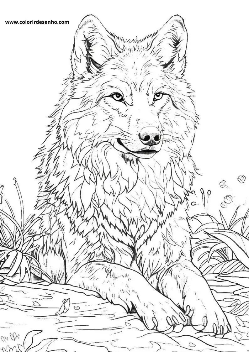 Wolf Coloring Page Outline 1