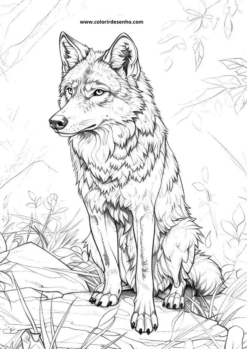 Wolf Coloring Page Outline 2