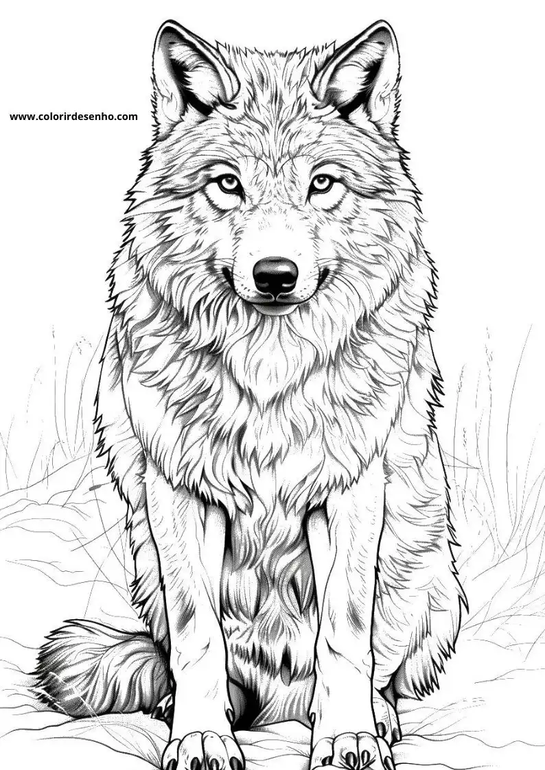 Wolf Coloring Page Outline 4