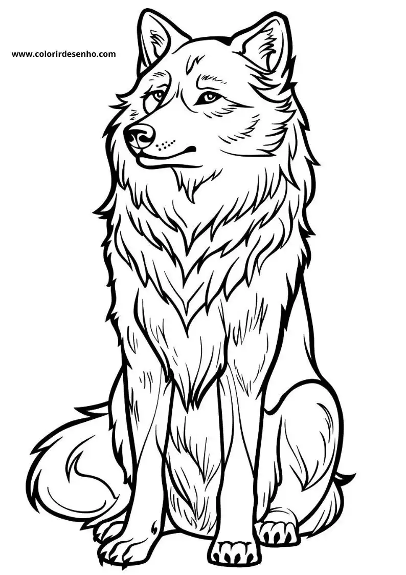 Wolf Coloring Page Outline 6
