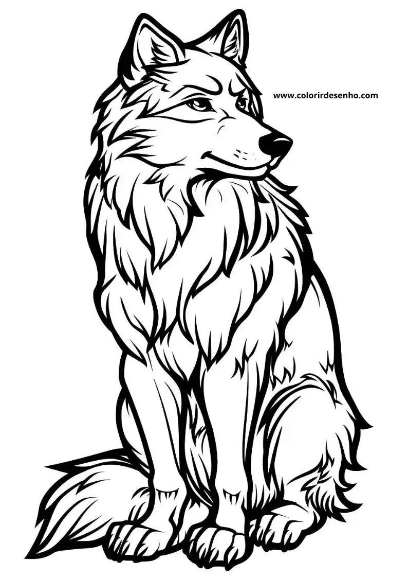 Wolf Drawing For Kids To Color 1