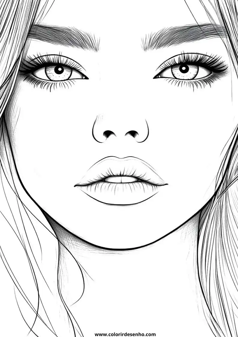Woman's Face Coloring Pages For Kids And Adults 11