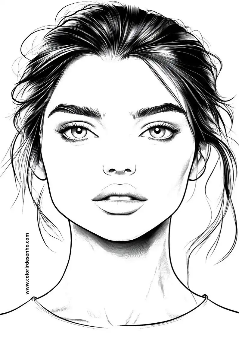 Woman's Face Drawing For Kids To Color 3