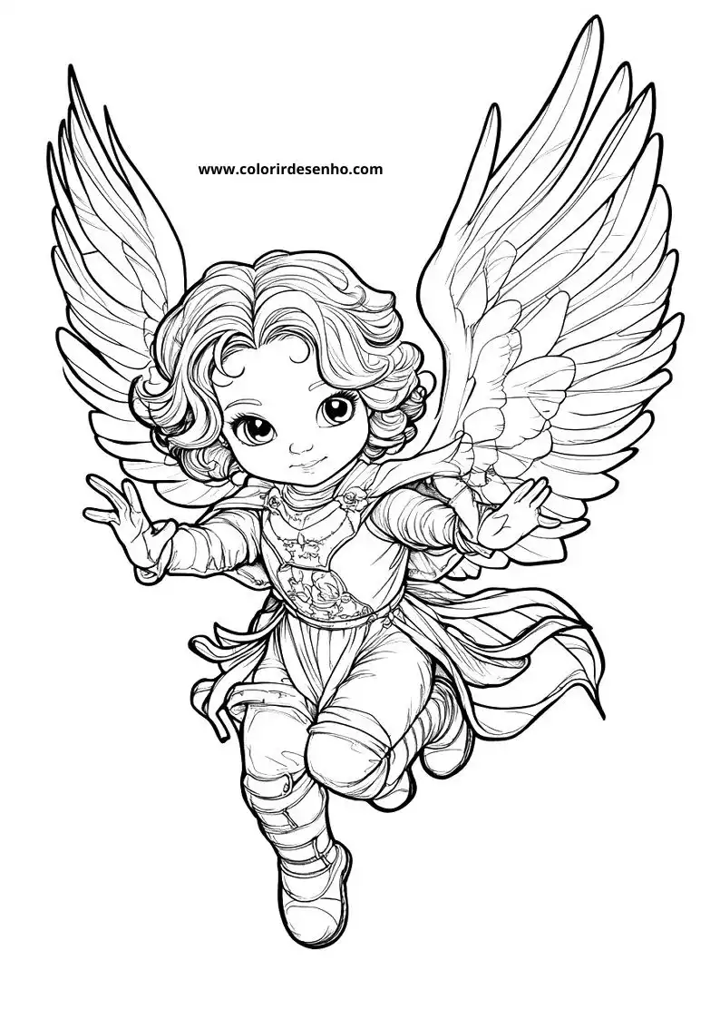angel flying in costume with wings and cape