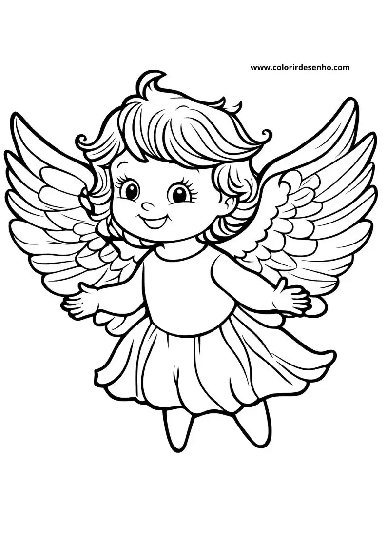 angel flying with spread wings and holding a heart