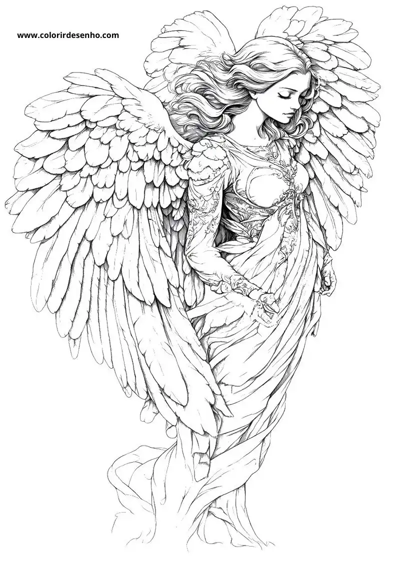 angel holding a heart wearing a flowing dress standing against a plain background