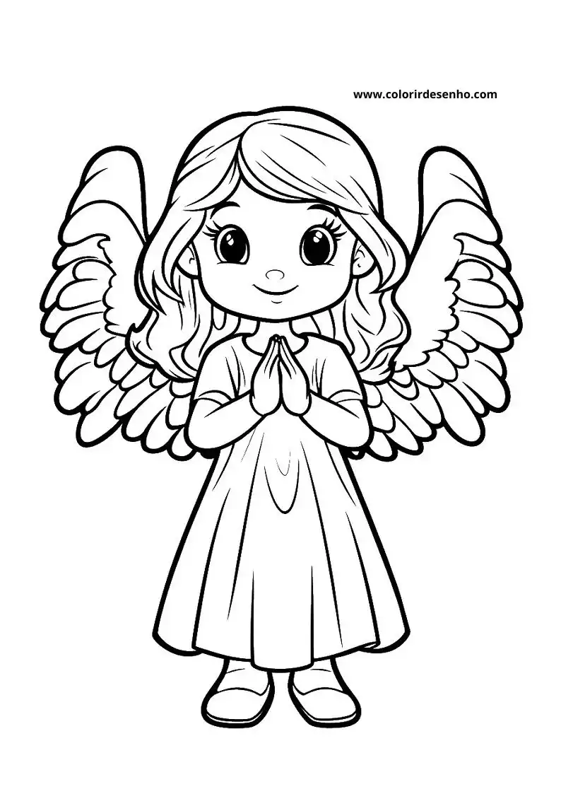 angel praying in a dress and holding hands together