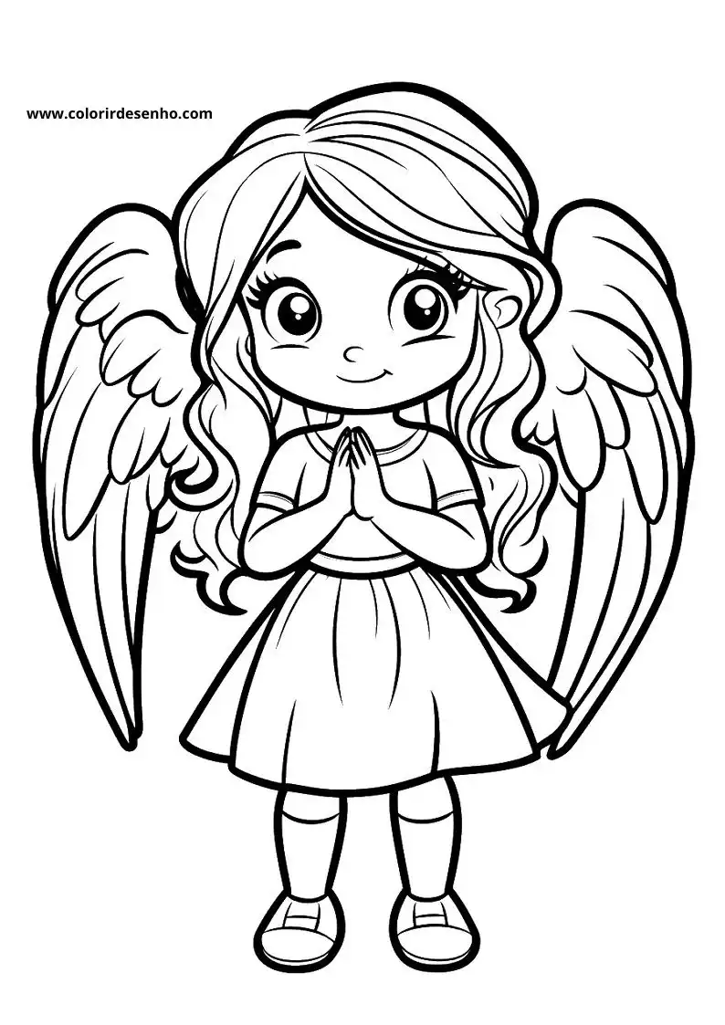 angel praying in a dress and shoes