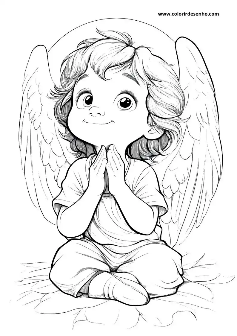 angel praying in a peaceful pose on a soft surface