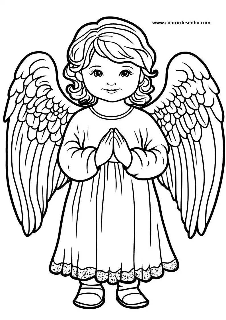 angel standing with arms crossed behind her back