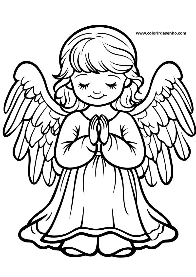 angel standing with hands clasped in prayer