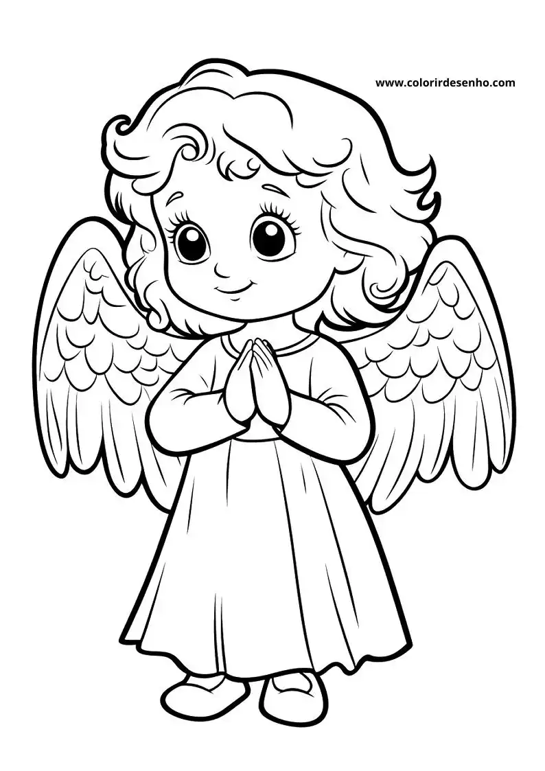 angel with wings and dress standing in prayer pose
