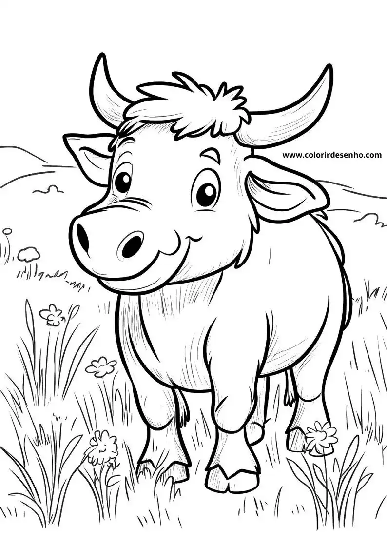 baby bull standing in field wearing horns and tail smiling