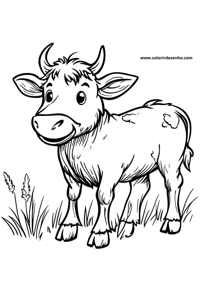 baby bull standing in grass with small horns and wide eyes
