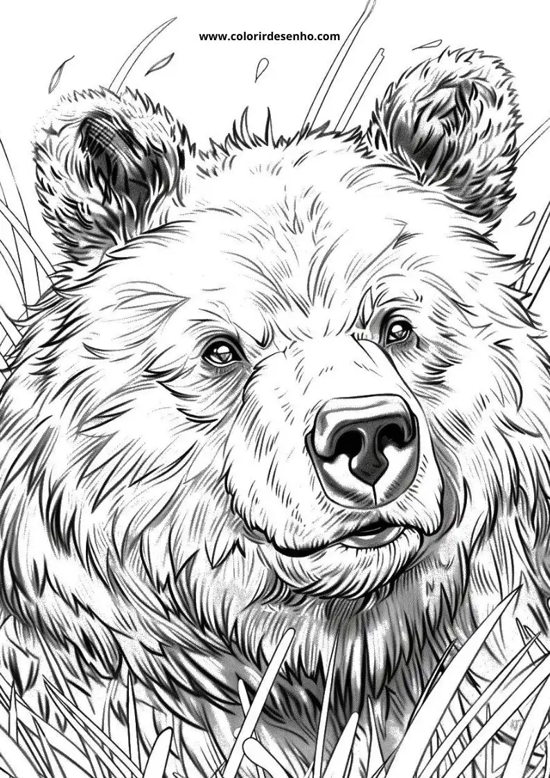bear in grass looking up