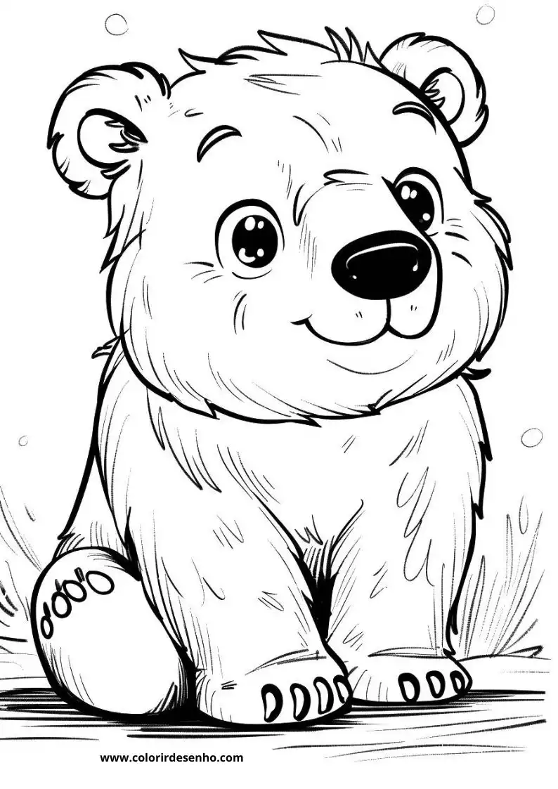 bear sitting on ground smiling small droplets around