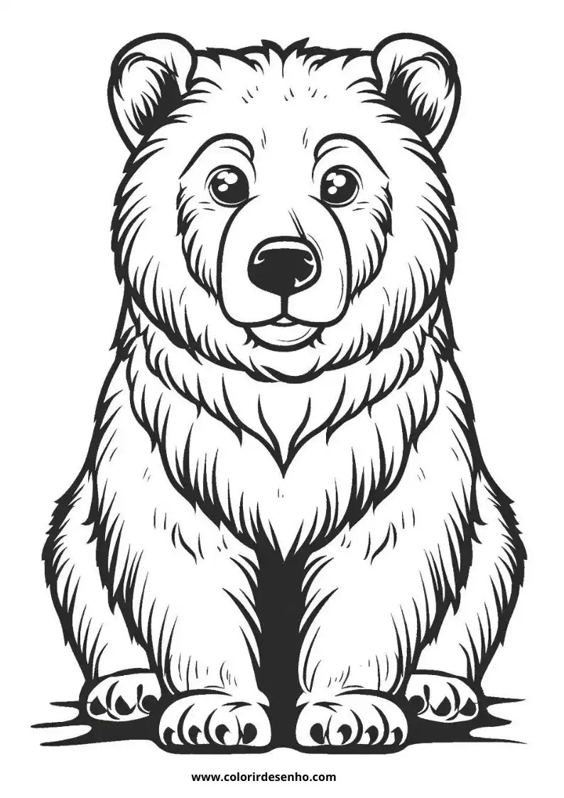 bear sitting upright in a clear pose facing forward with detailed fur and small