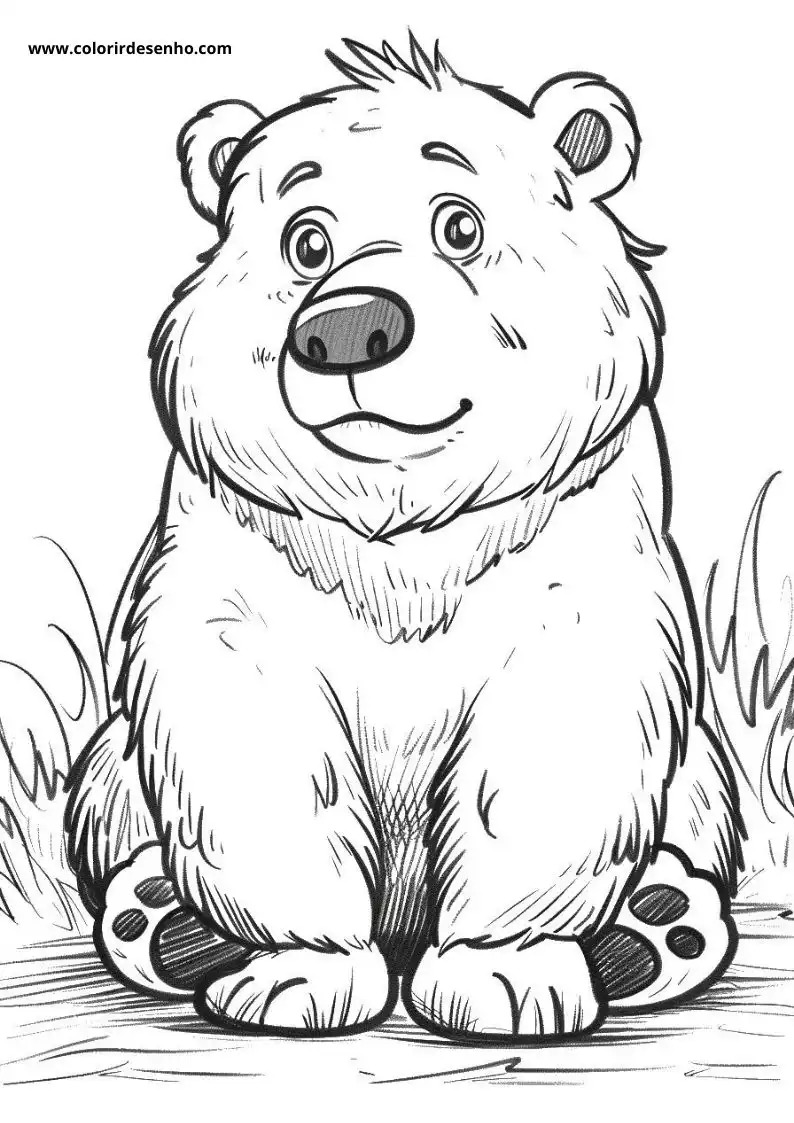 bear sitting upright in grassy area