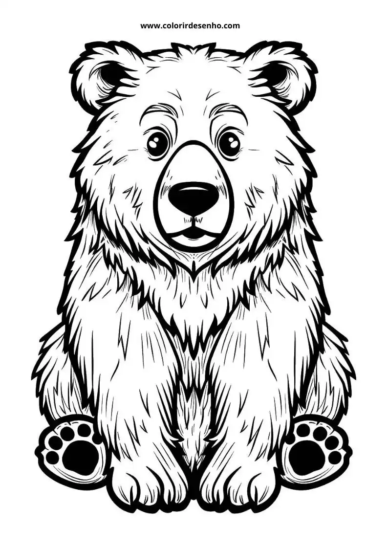 bear sitting upright looking directly at viewer small paws visible